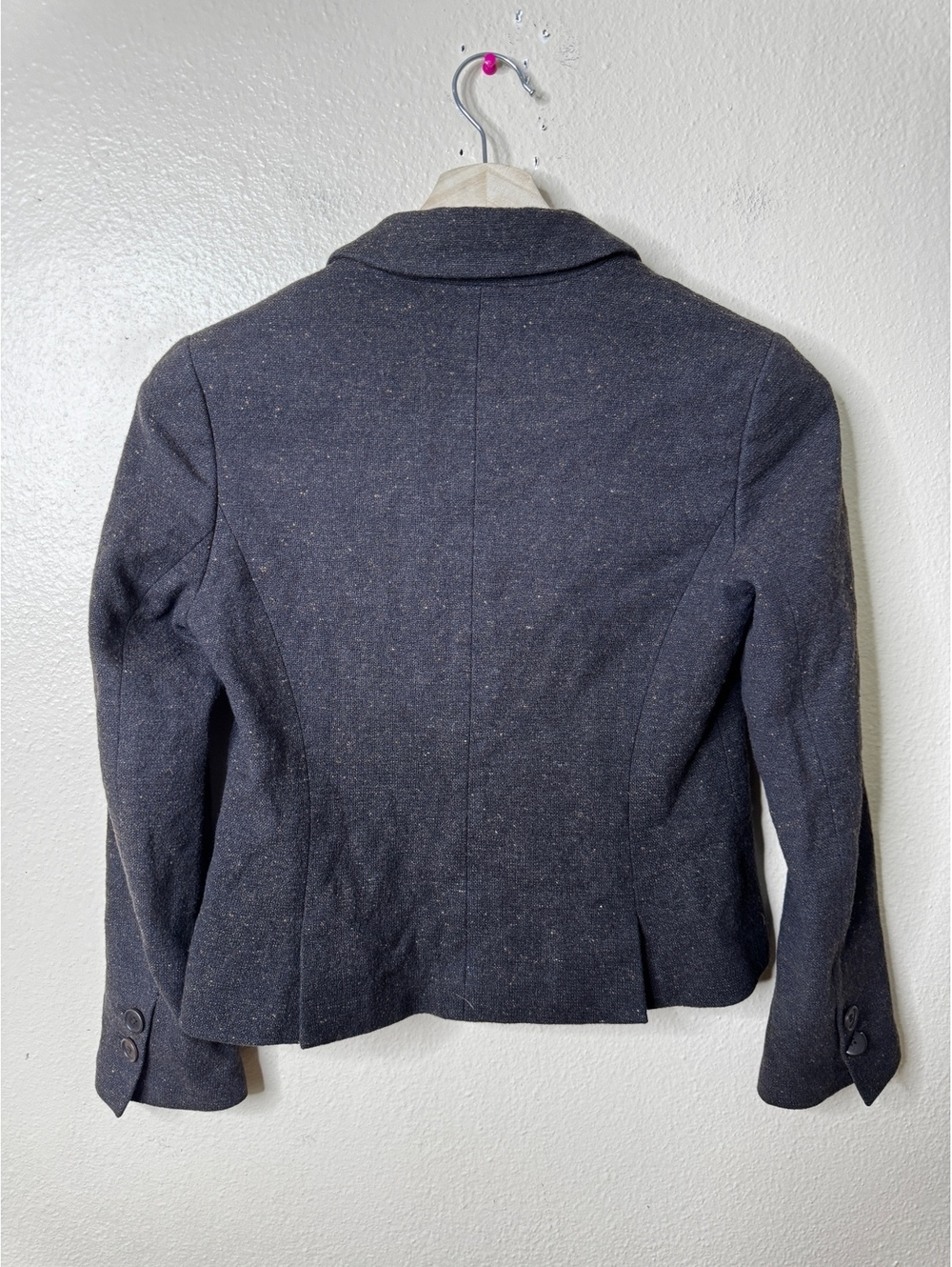 Theory Womens Size 2 Blazer Charcoal Gray Wool Cotton Flecked Casual - Picture 7 of 7